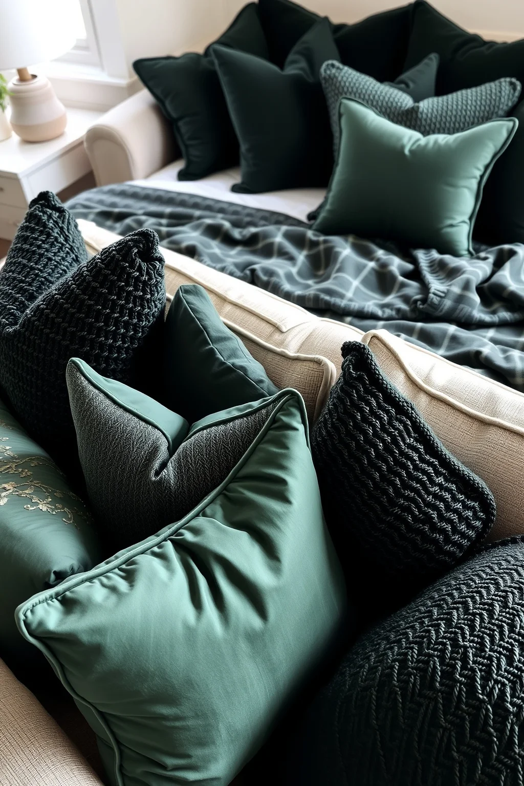 6. Dark Green Accent Pillows