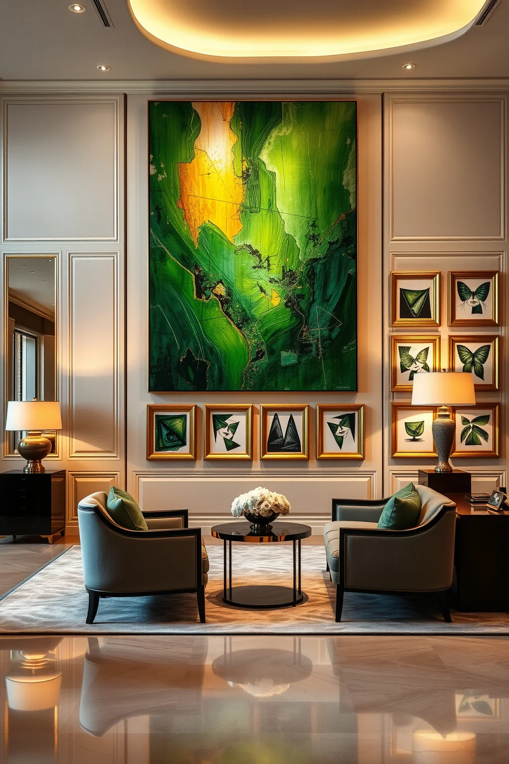 6. Gold and Green Artwork