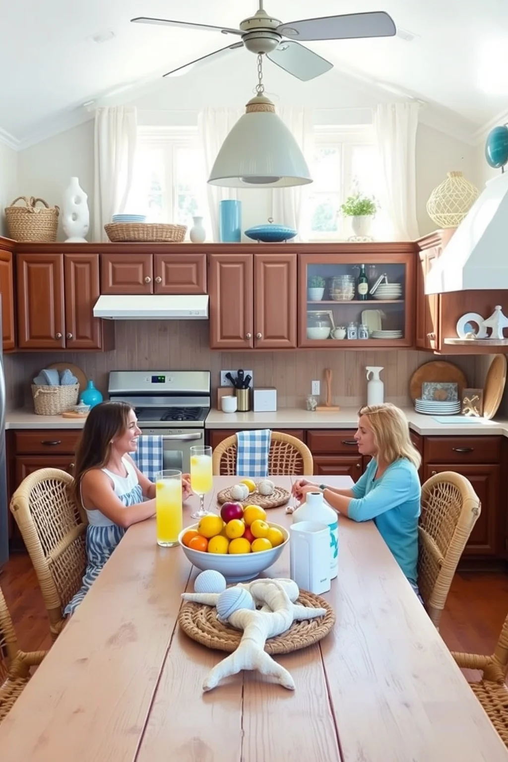 7. Coastal Inspired Brown Cabinets