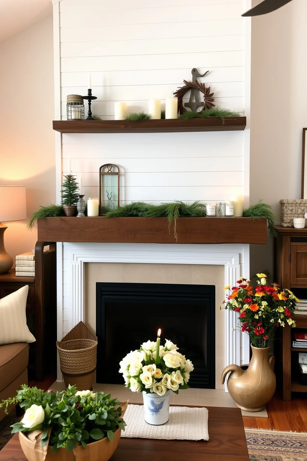 8. Shiplap with a Mantel Shelf