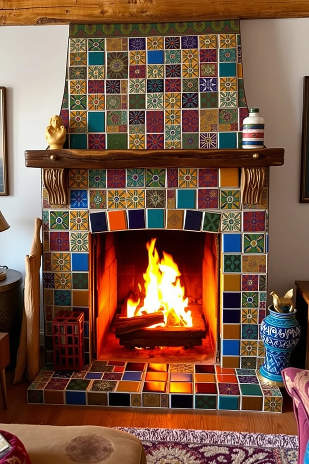 8. Statement Tile Fireplace