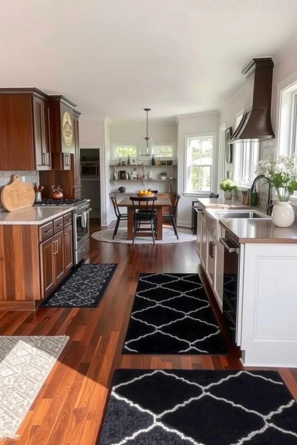 9. Black and Wood Flooring