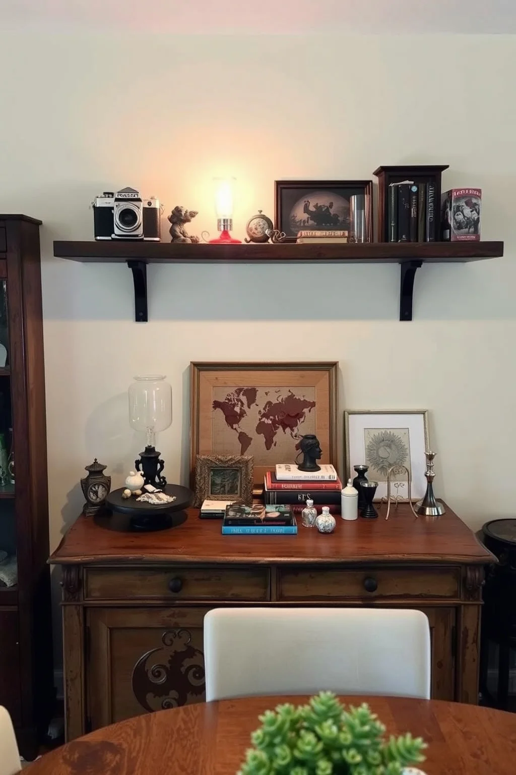 9. Floating Shelf with Vintage Finds