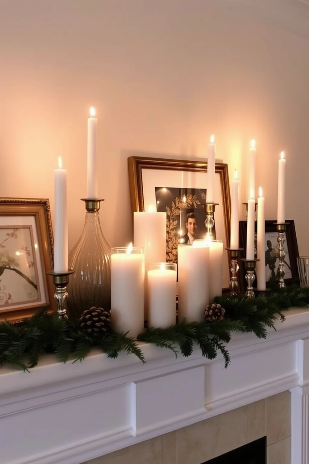 1. Mantel Candle Arrangement