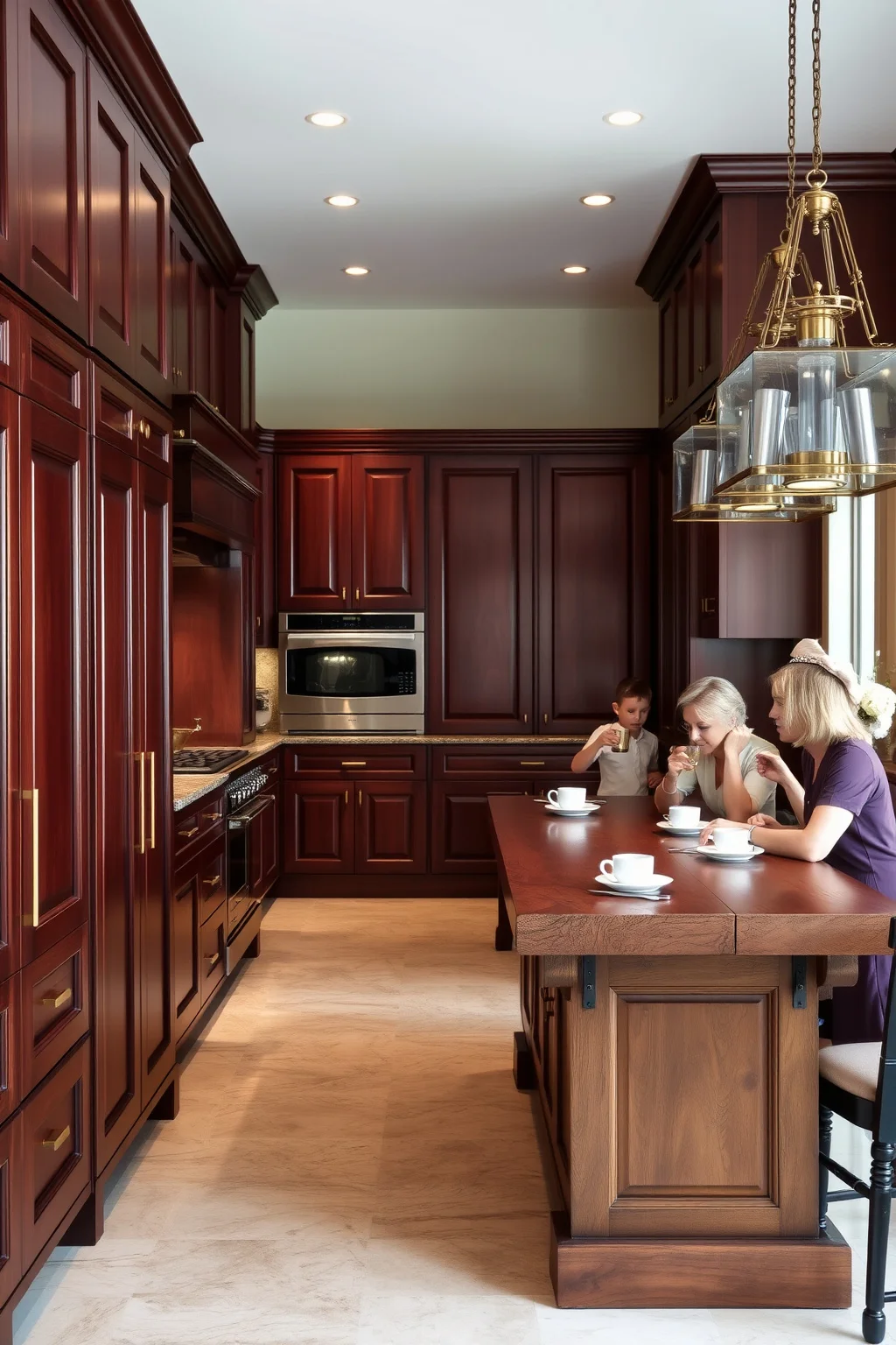1. Rich Mahogany Cabinets