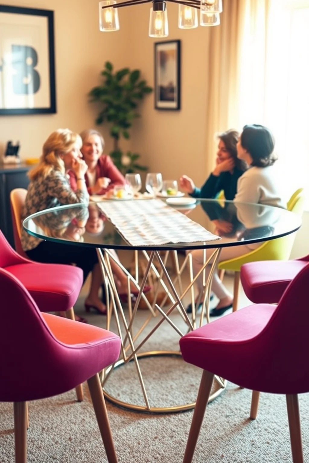 1. Round Glass Table with Metal Base