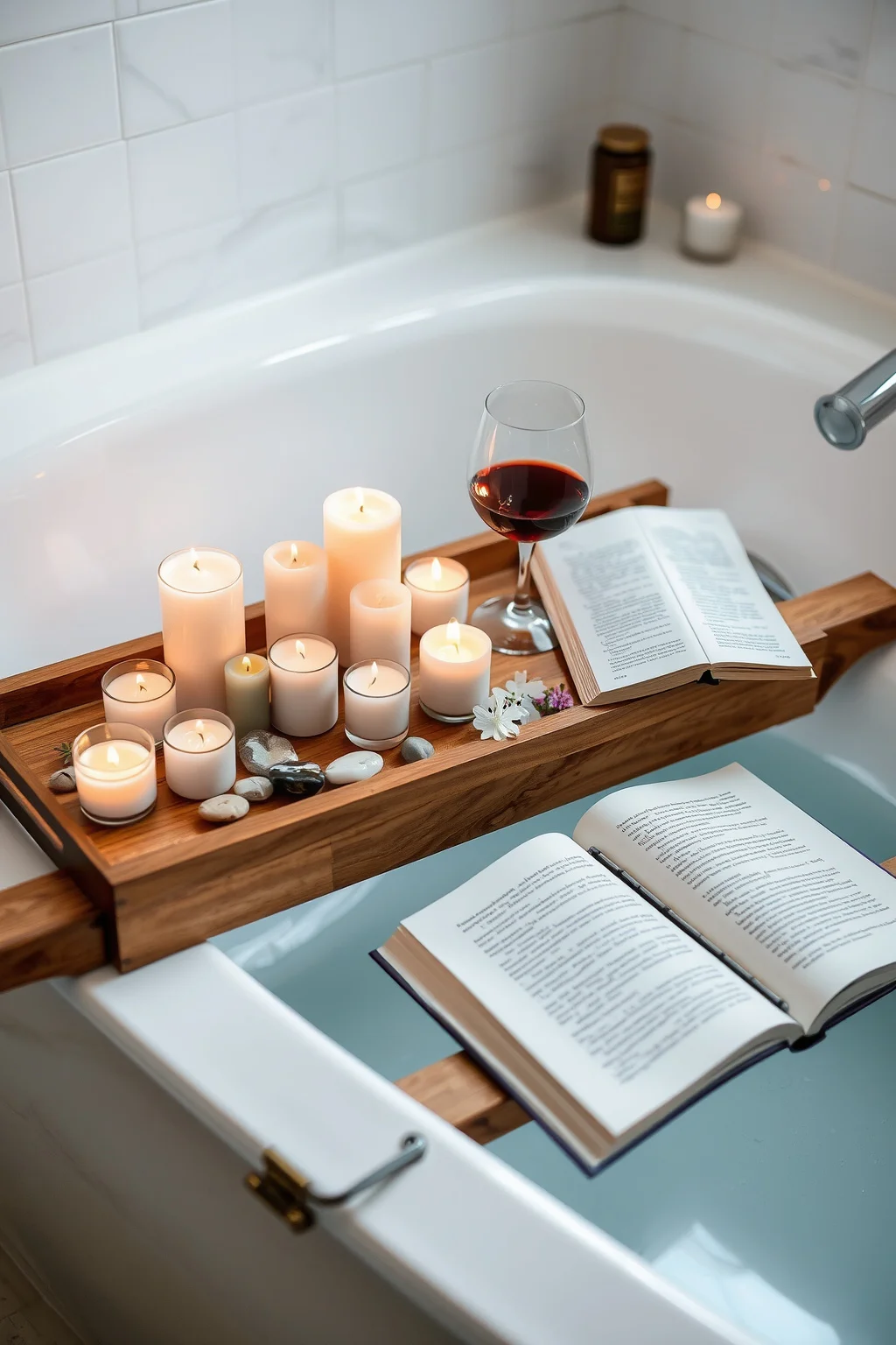 10. Candle-Filled Bath Tray