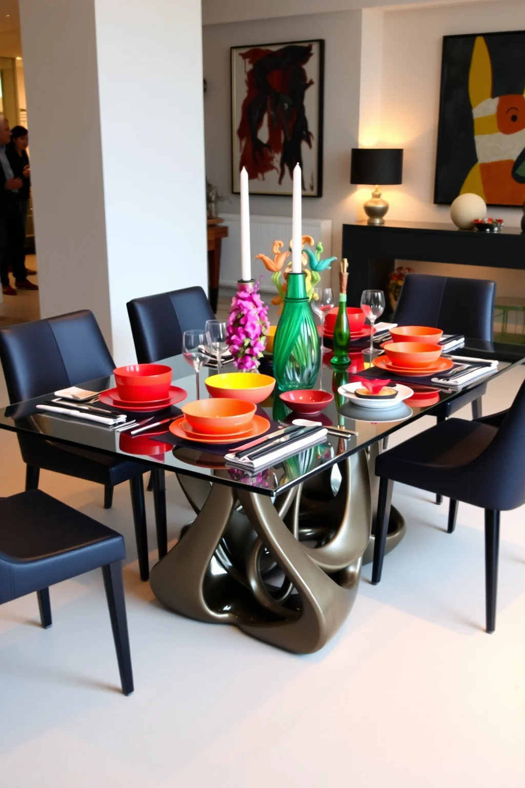 10. Glass Table with Artistic Elements