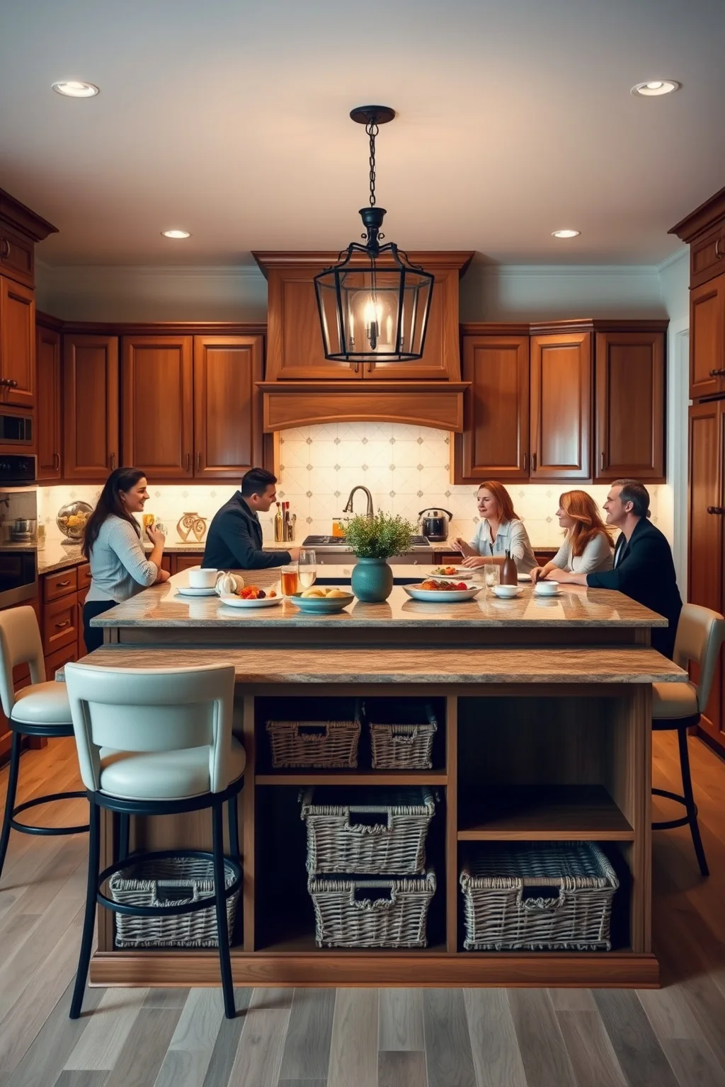 10. Oak Cabinets with a Center Island
