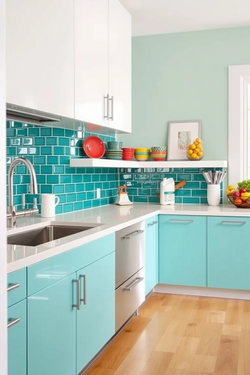 10. Teal Green Glossy Tiles