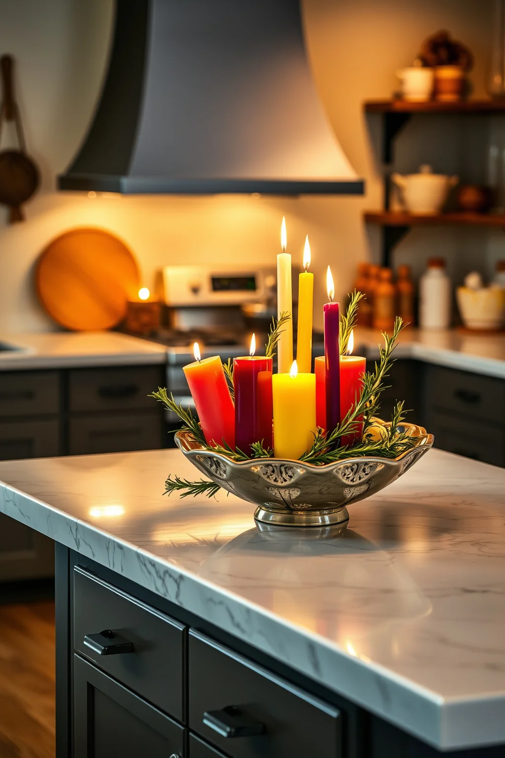 11. Candle Accents in the Kitchen