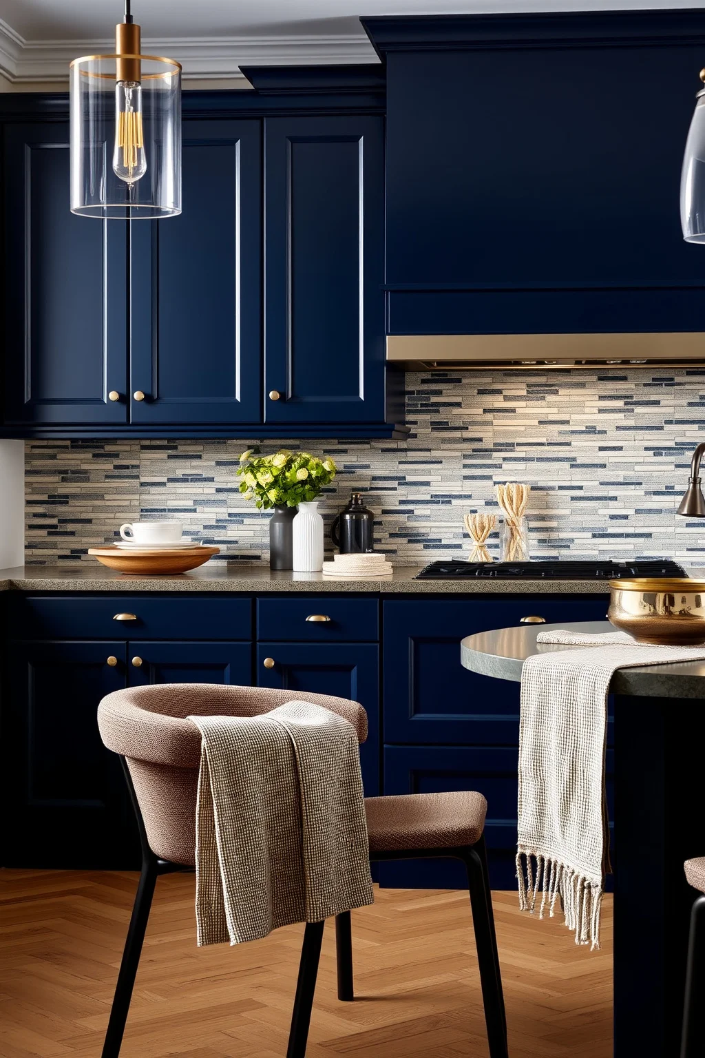 11. Navy Blue with Textured Finishes