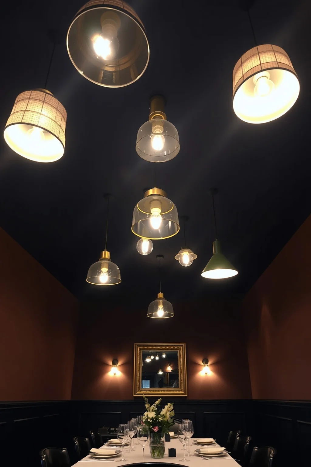 11. Navy Ceiling with Pendant Lights