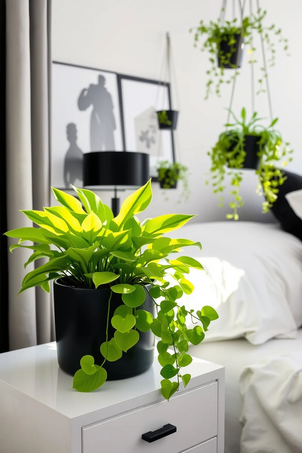 12. Plants in Black and White Pots