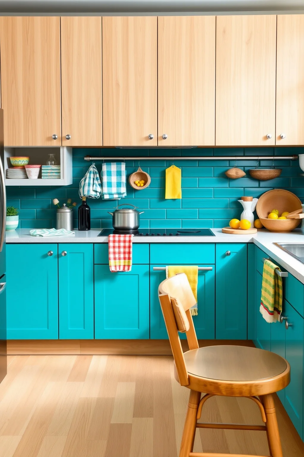 12. Teal and Light Wood