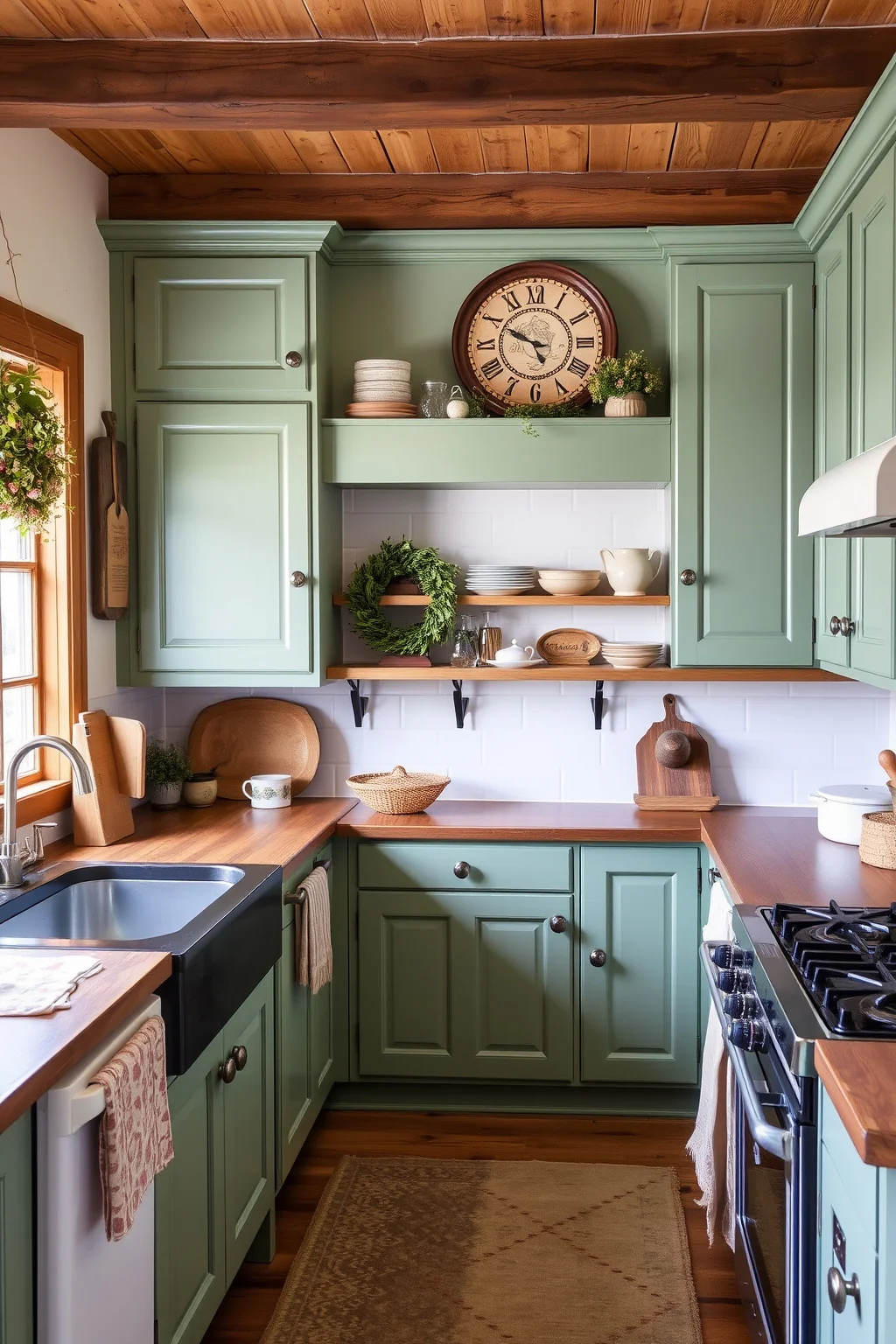 12. Vintage Green Cabinets