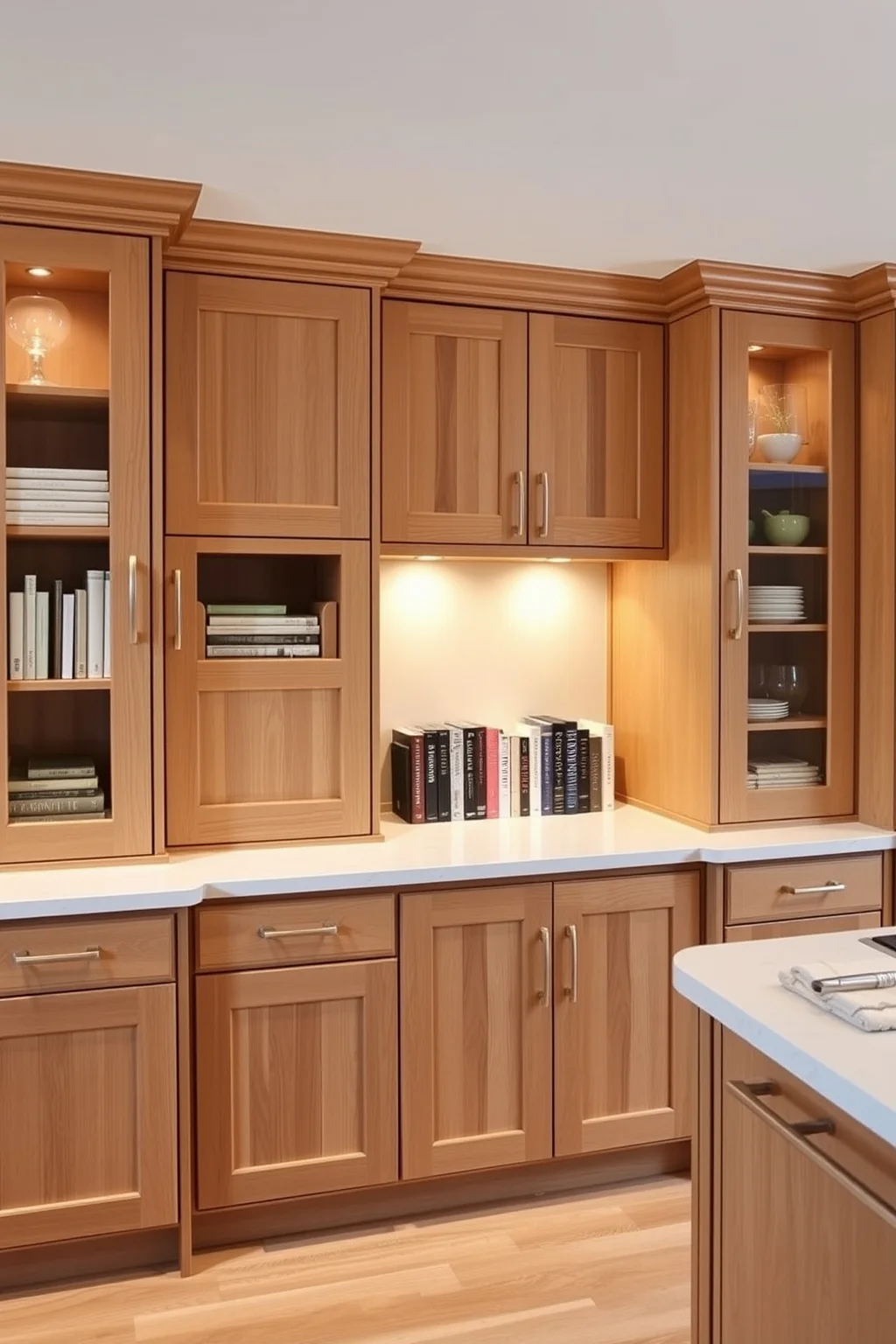 13. Custom Built-In Oak Cabinets