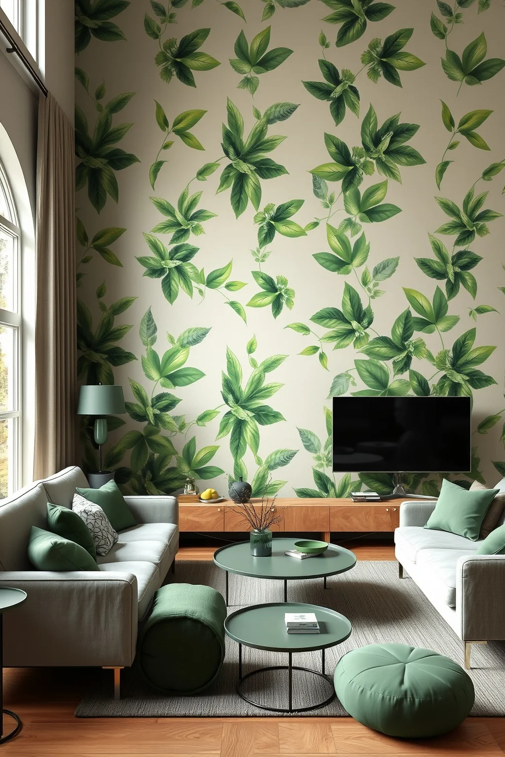 13. Green-Infused Wallpaper