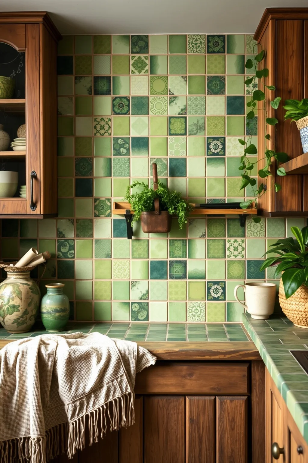 13. Lush Green Handmade Tiles