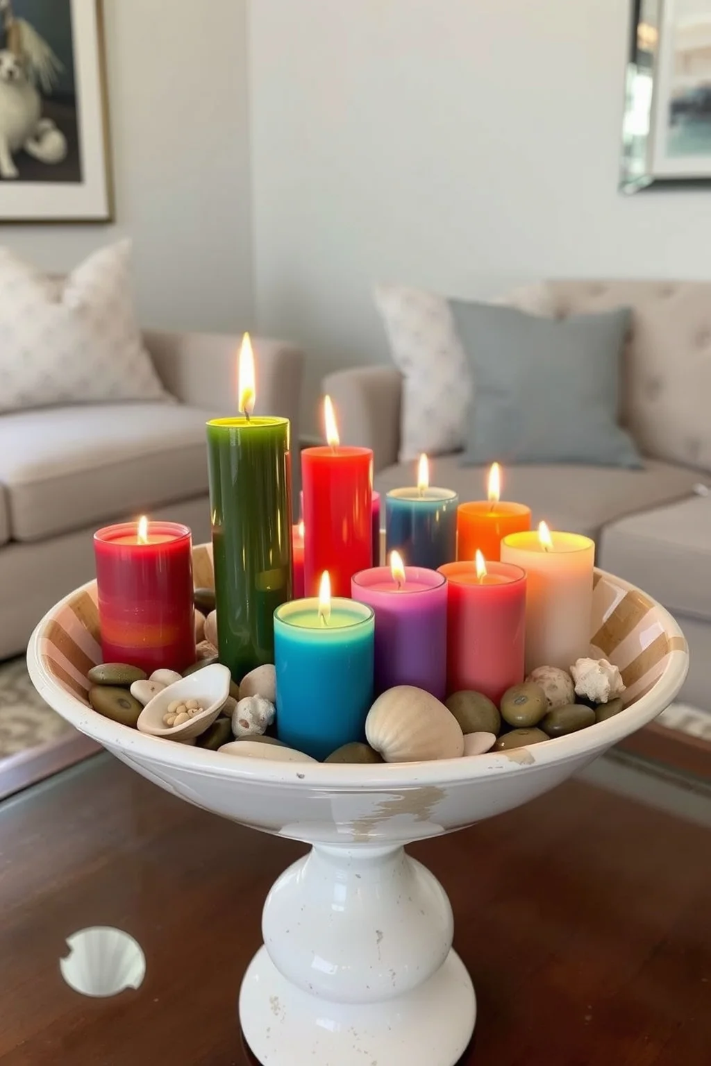 14. Candles in a Decorative Bowl