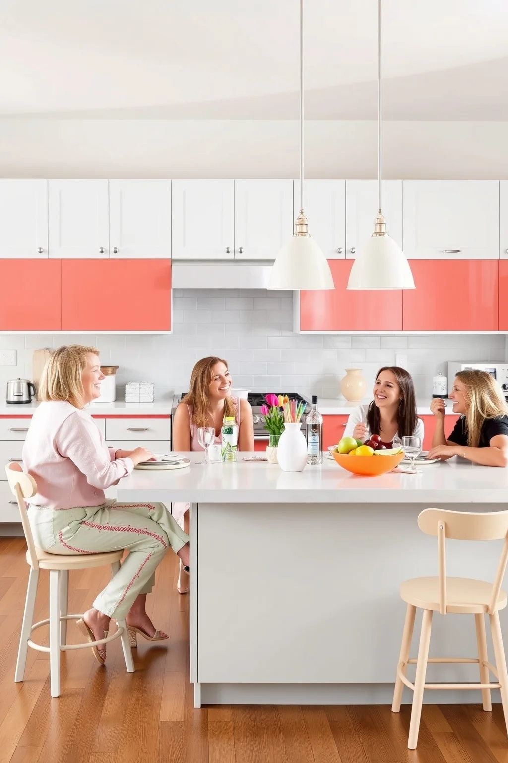 14. Coral and Light Gray