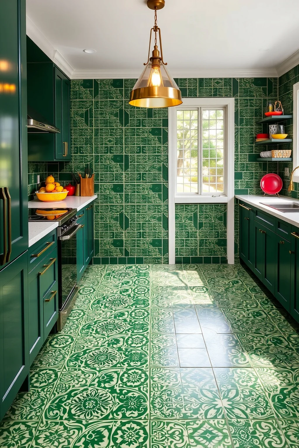 14. Forest Green Patterned Tiles