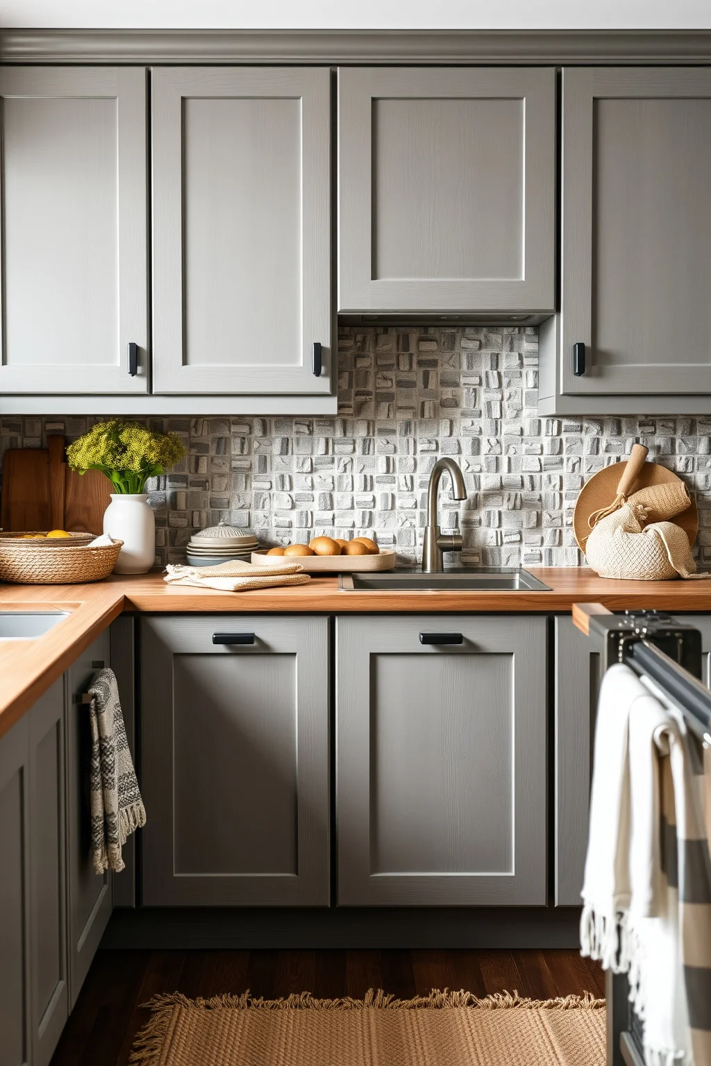 14. Grey Cabinets with Textured Finishes