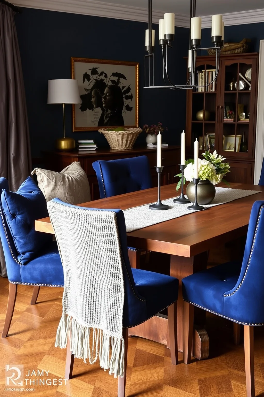 14. Navy Furniture with Mixed Textures