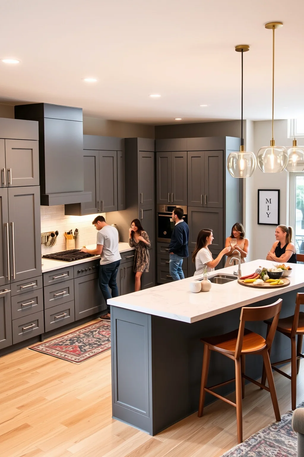 15. Grey Cabinets with Open Concept Design
