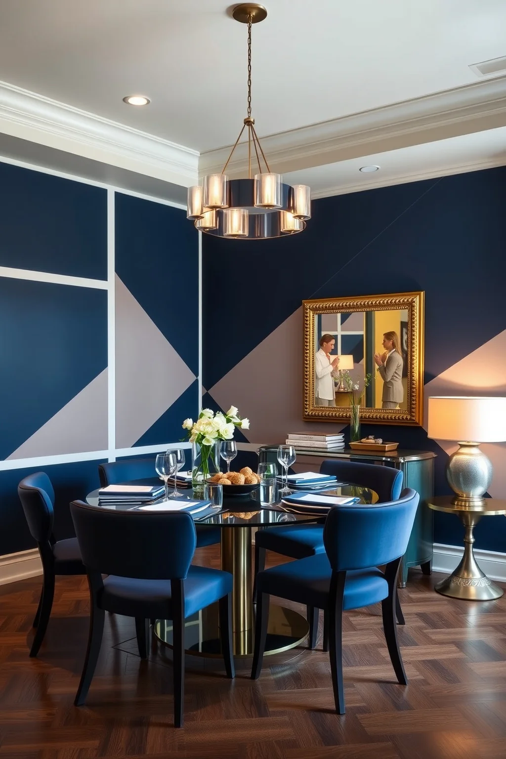 15. Navy Color Blocks on Walls