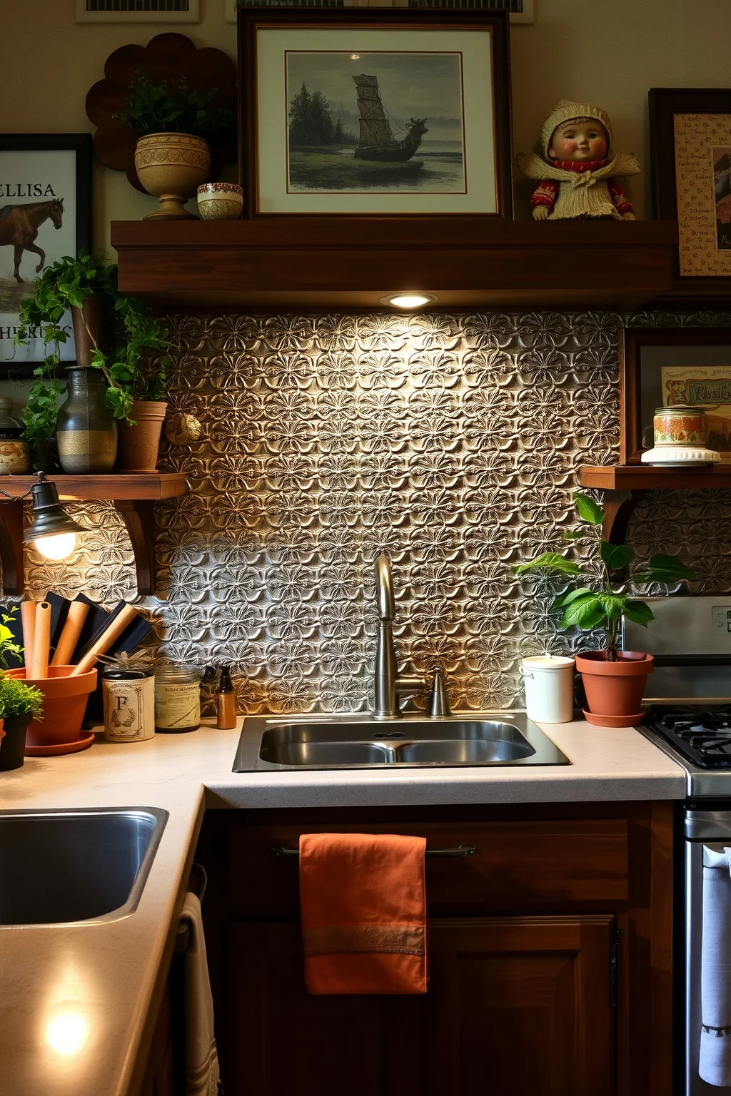 15. Vintage Tin Backsplash