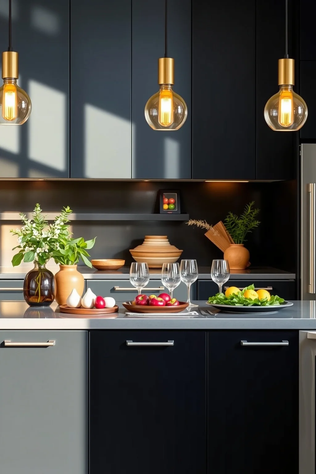 2. Black Matte Finish Cabinets