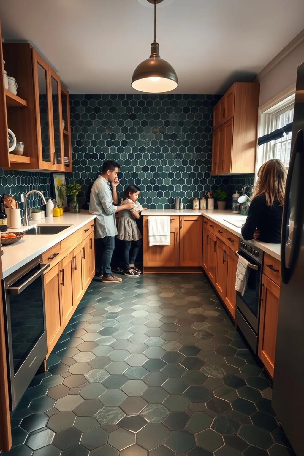2. Deep Forest Green Hexagon Tiles