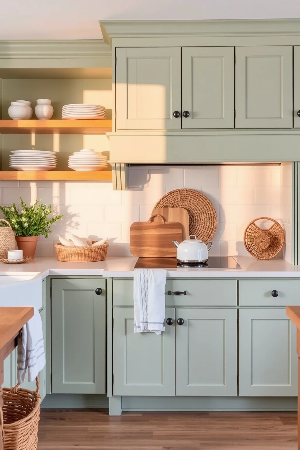 2. Soft Sage Green Cabinets