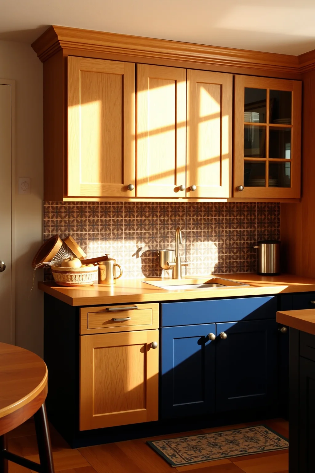 2. Two-Tone Oak Cabinets