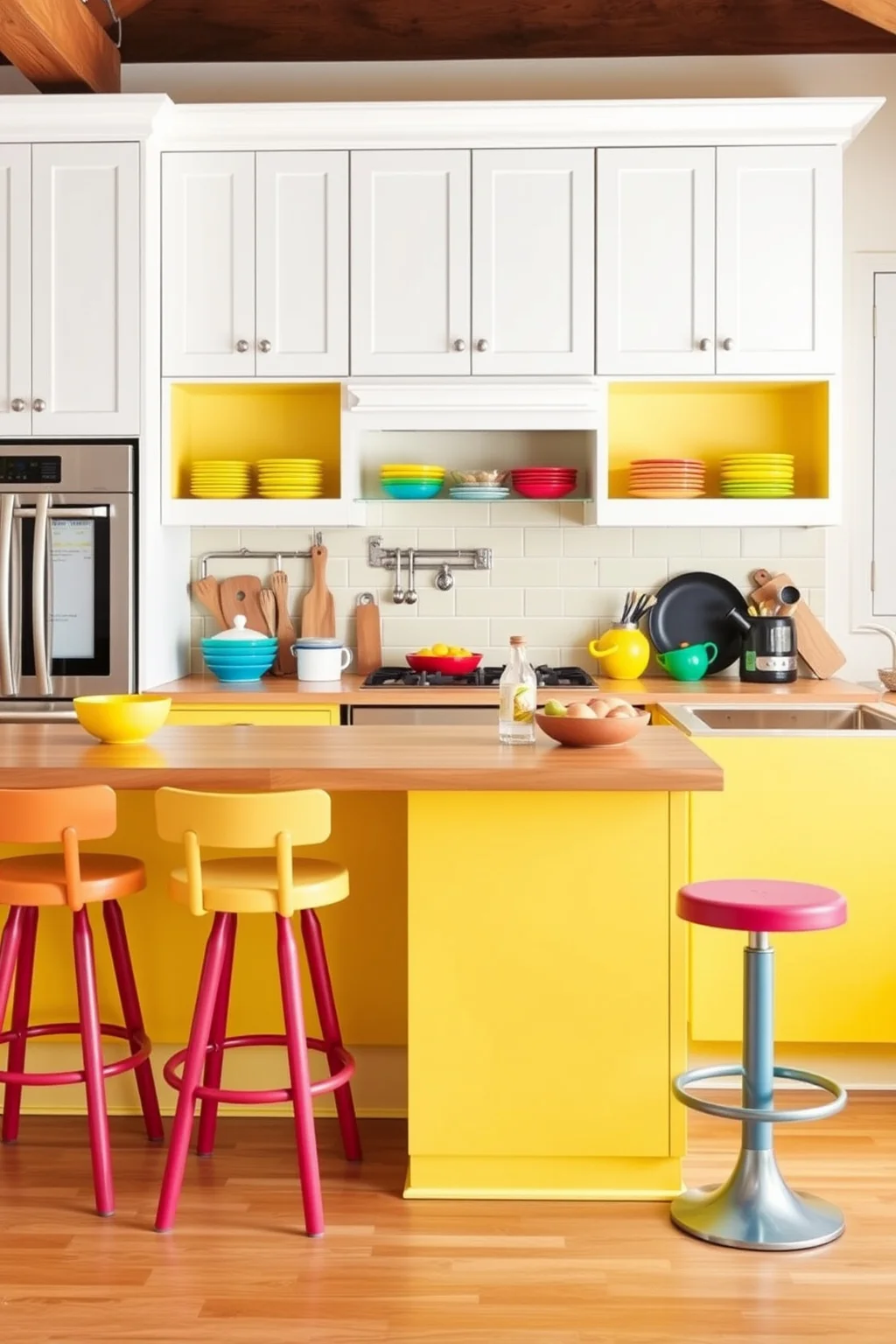 3. Bright Yellow and Crisp White