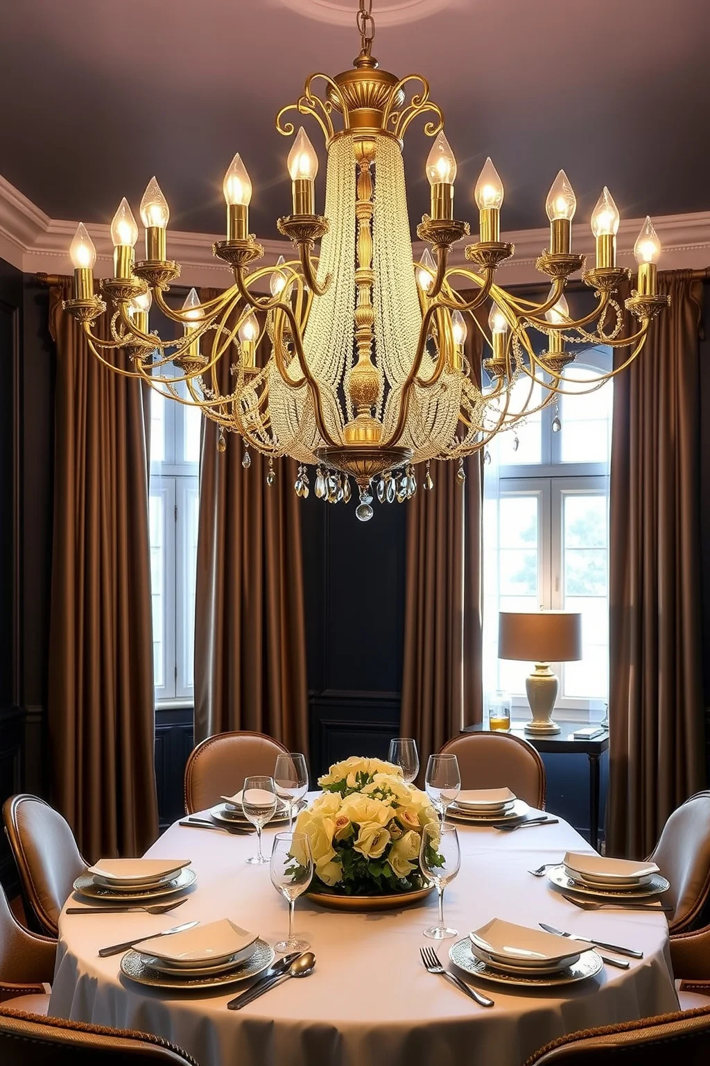 4. Navy and Gold Lighting Fixtures