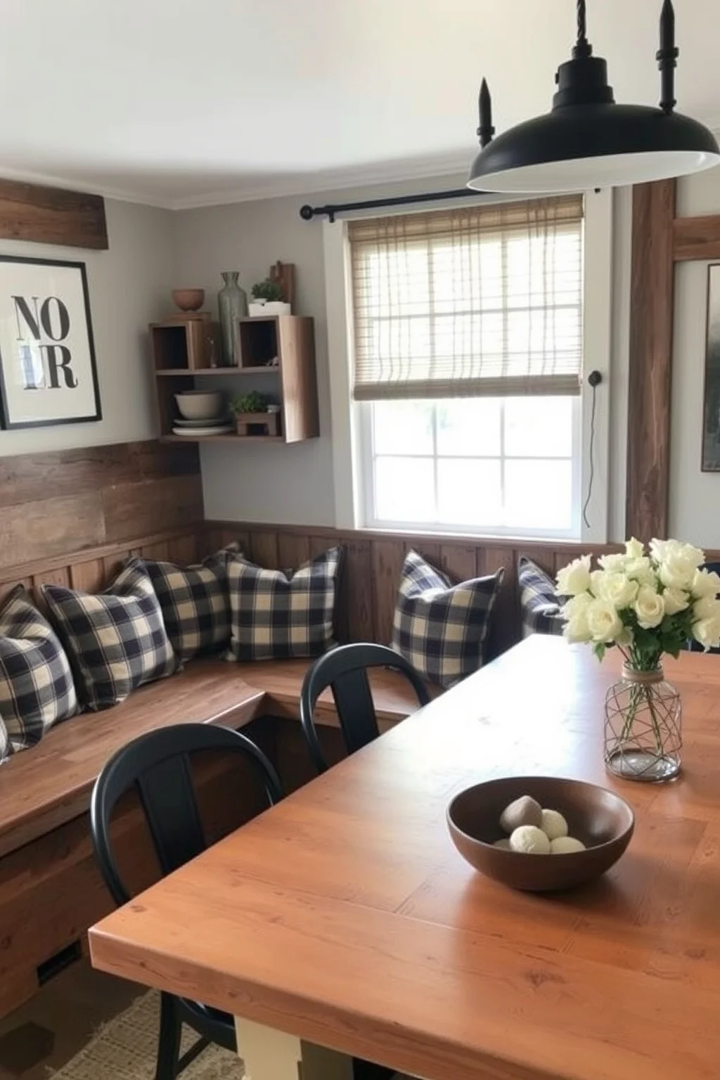 4. Rustic Wood Banquette