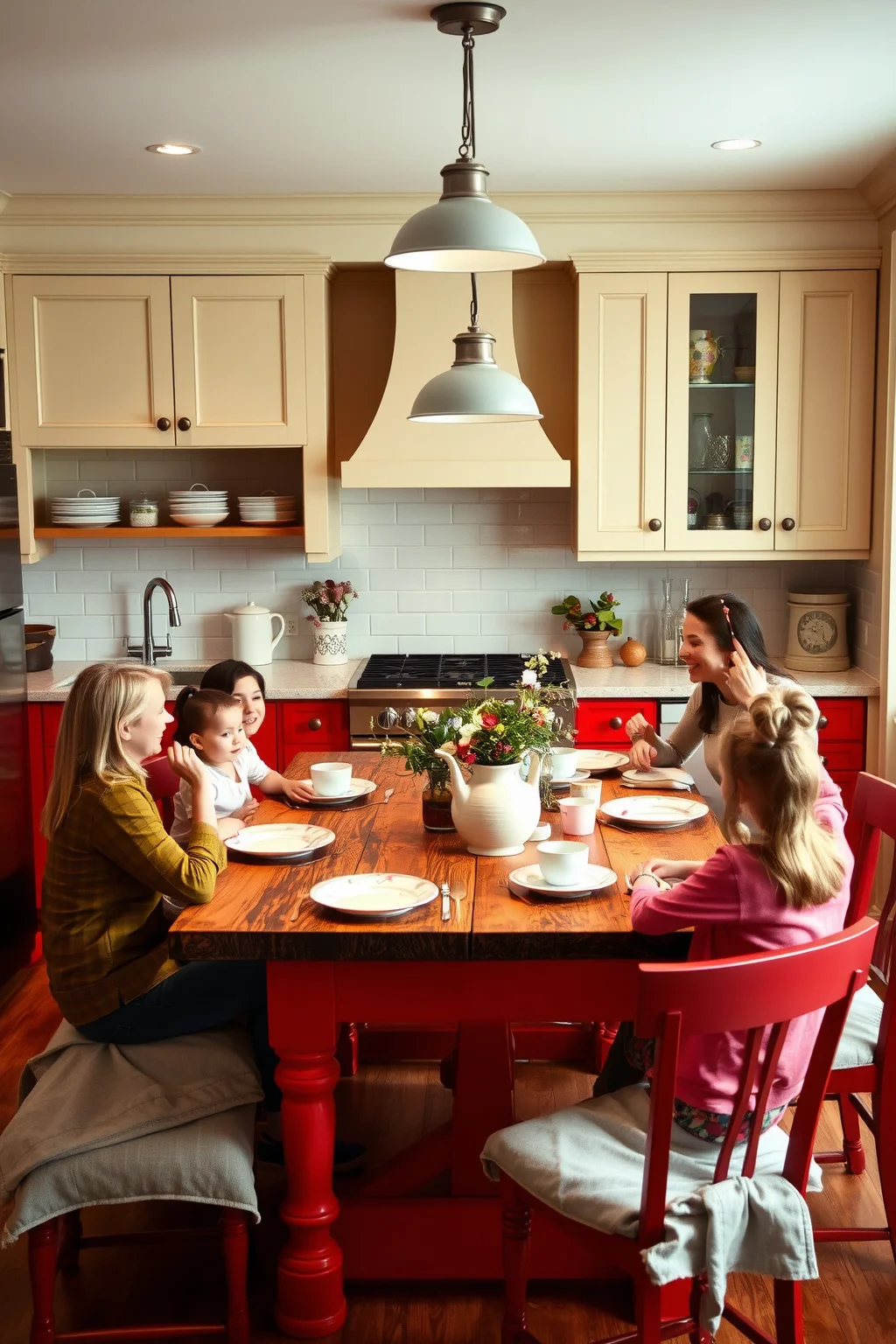 5. Bold Red and Neutral Beige