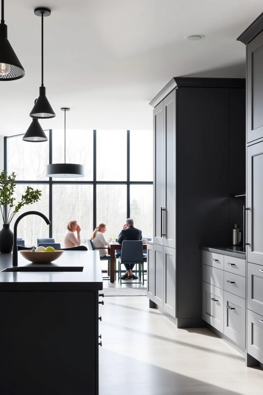 5. Grey Cabinets with Black Hardware