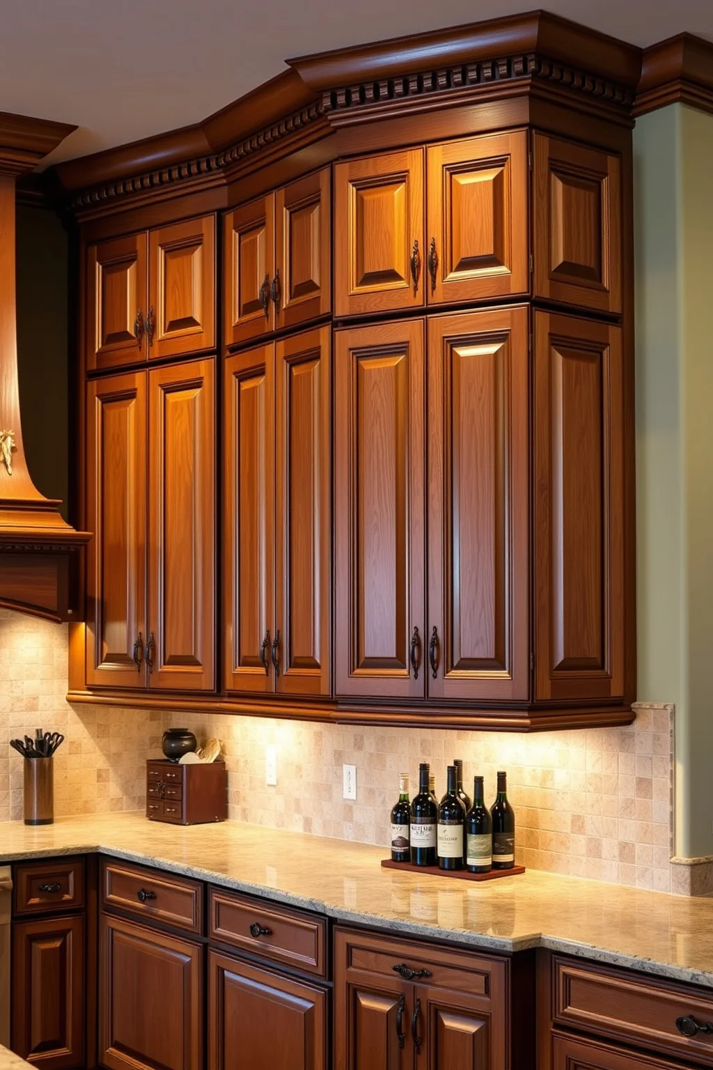 6. Traditional Oak Cabinets with Crown Molding