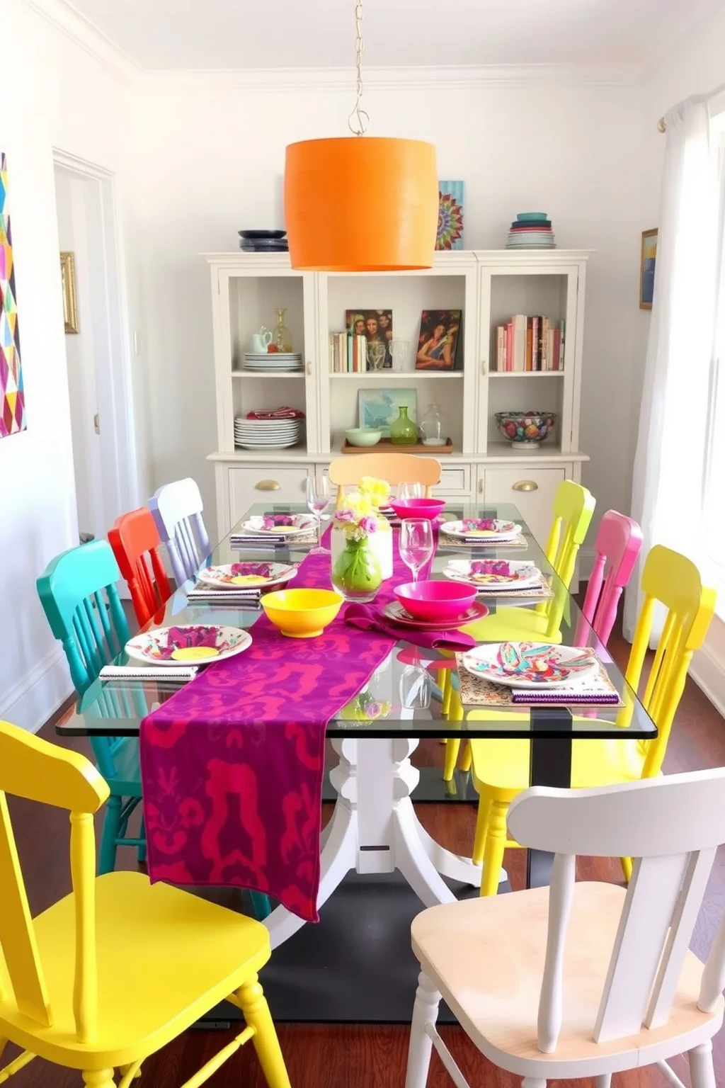 8. Glass Table with Bold Colors