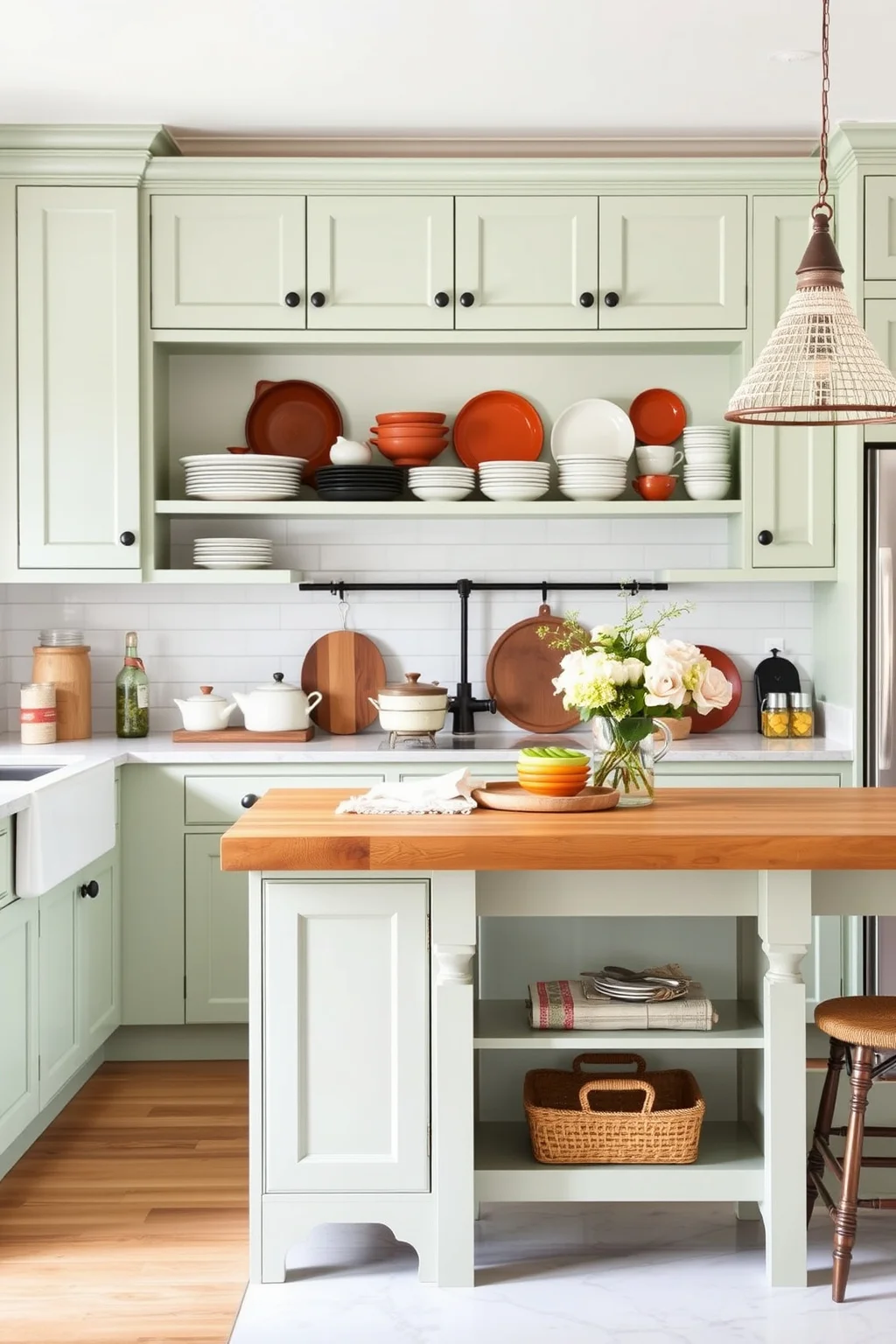 8. Pale Green Shaker Cabinets