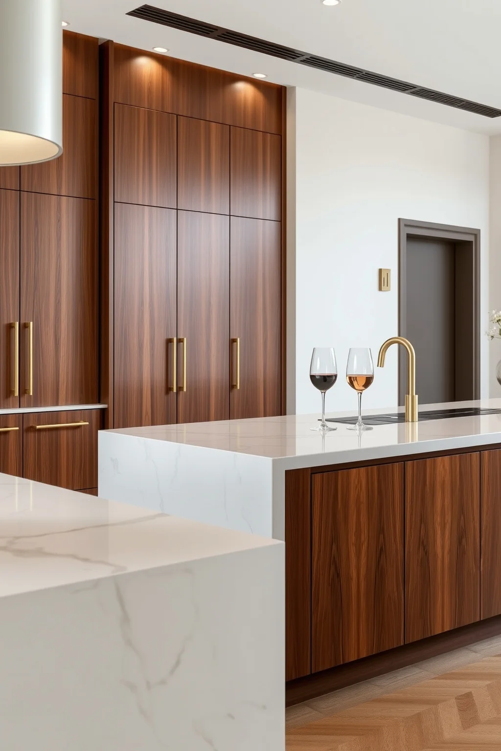 8. Walnut and Marble Combination