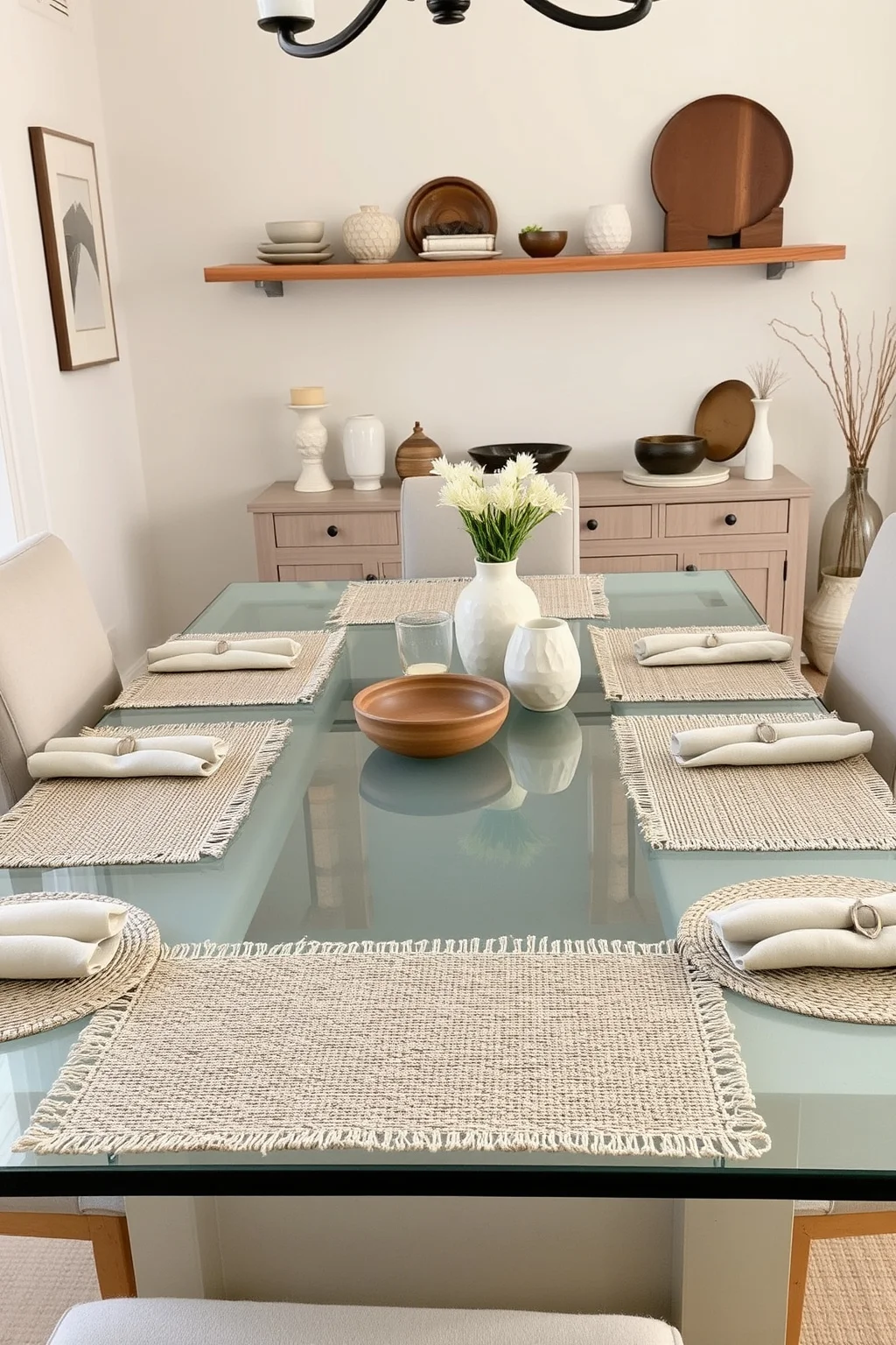 9. Glass Table with Layered Textures