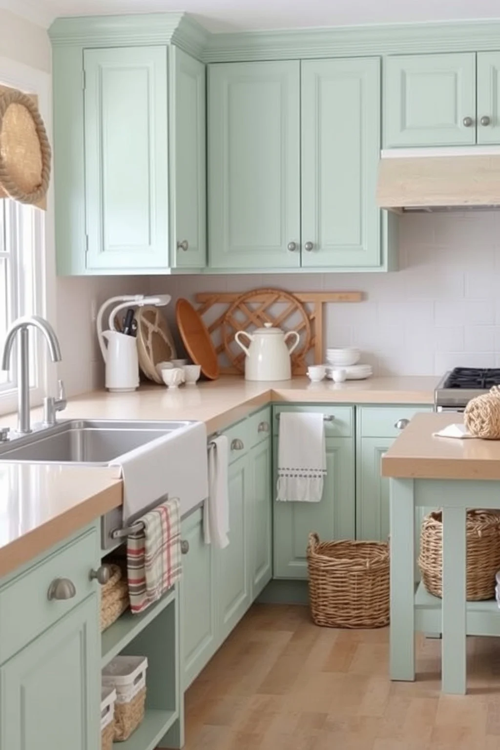 9. Seafoam Green Cabinets