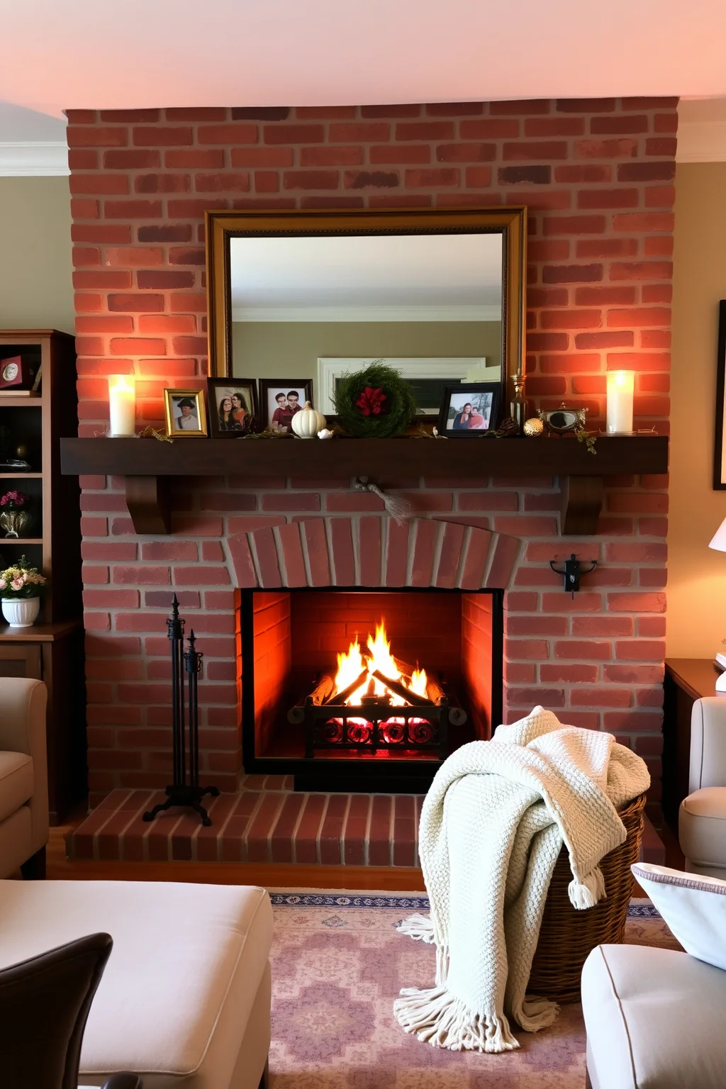 1. Classic Brick Fireplace