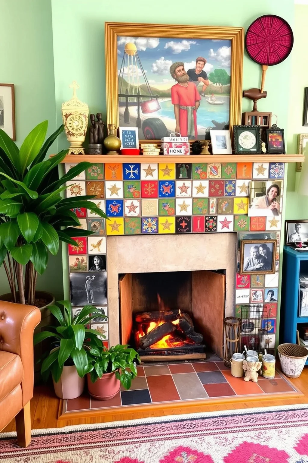 11. Eclectic Fireplace Design