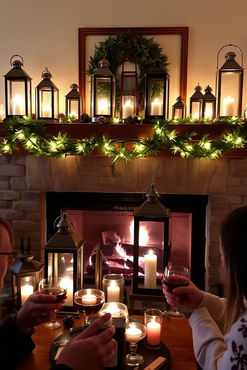 14. Vintage Lanterns on the Mantel