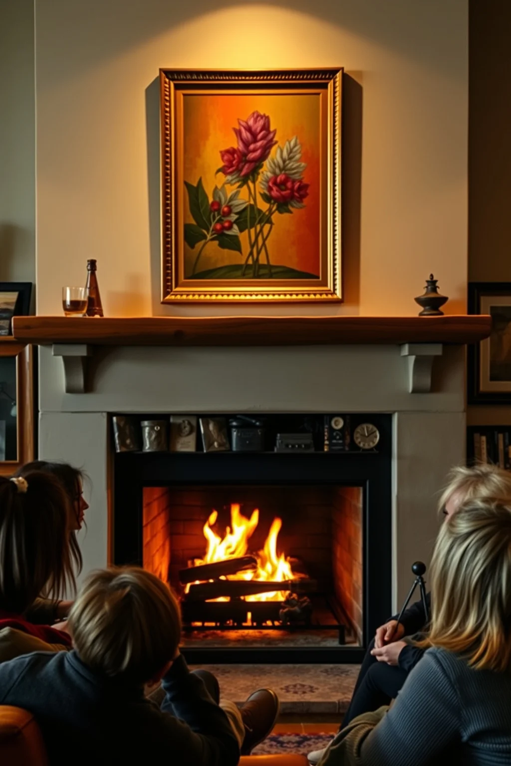 15. Vintage Artwork Above the Fireplace